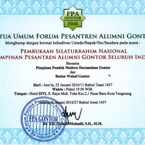 Undangan Silaturrahim Nasional Kyai Dan Pimpinan Pesantren Alumni Gontor Seluruh Indonesia