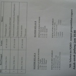 Jadwal TK Darunnajah