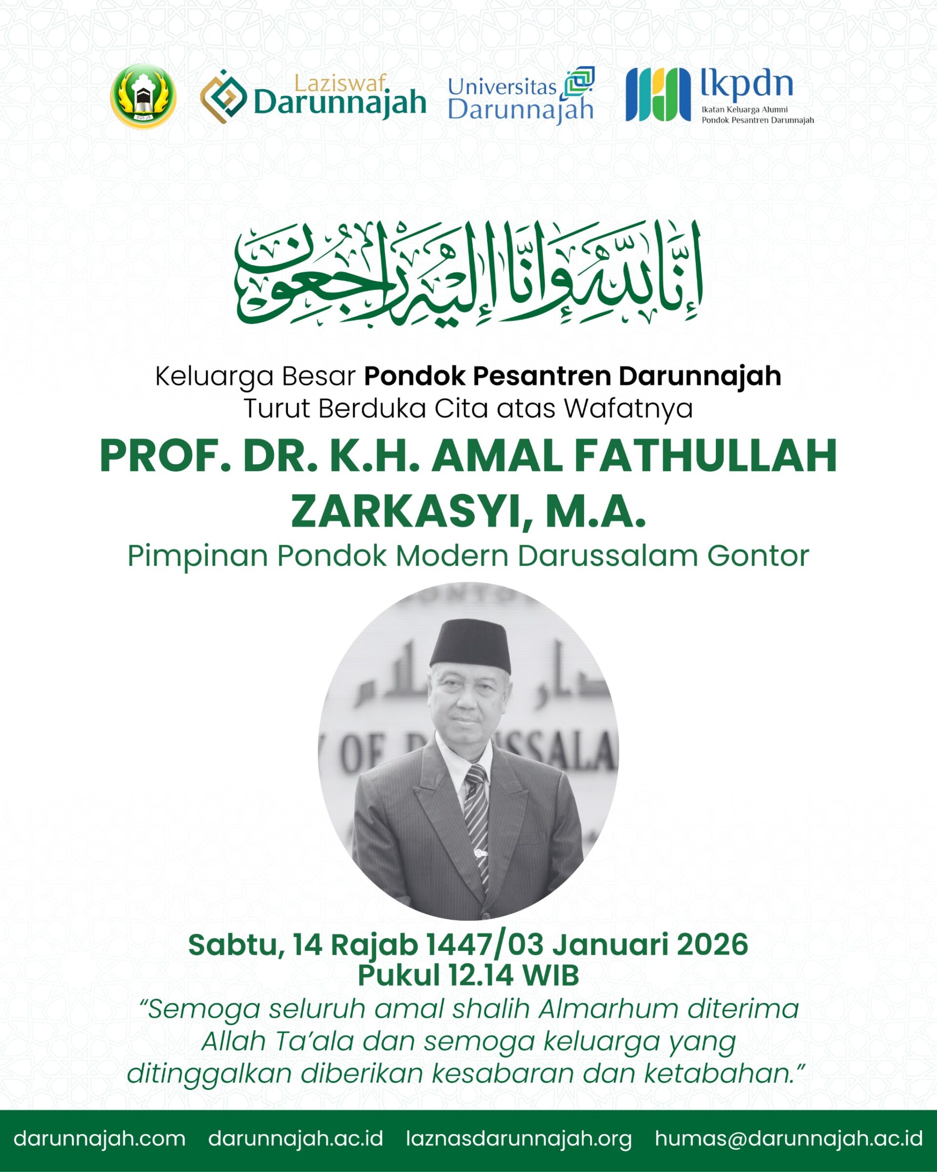 Innalillahi, Pengasuh Pondok Modern Darussalam Gontor KH Amal Fathullah Wafat