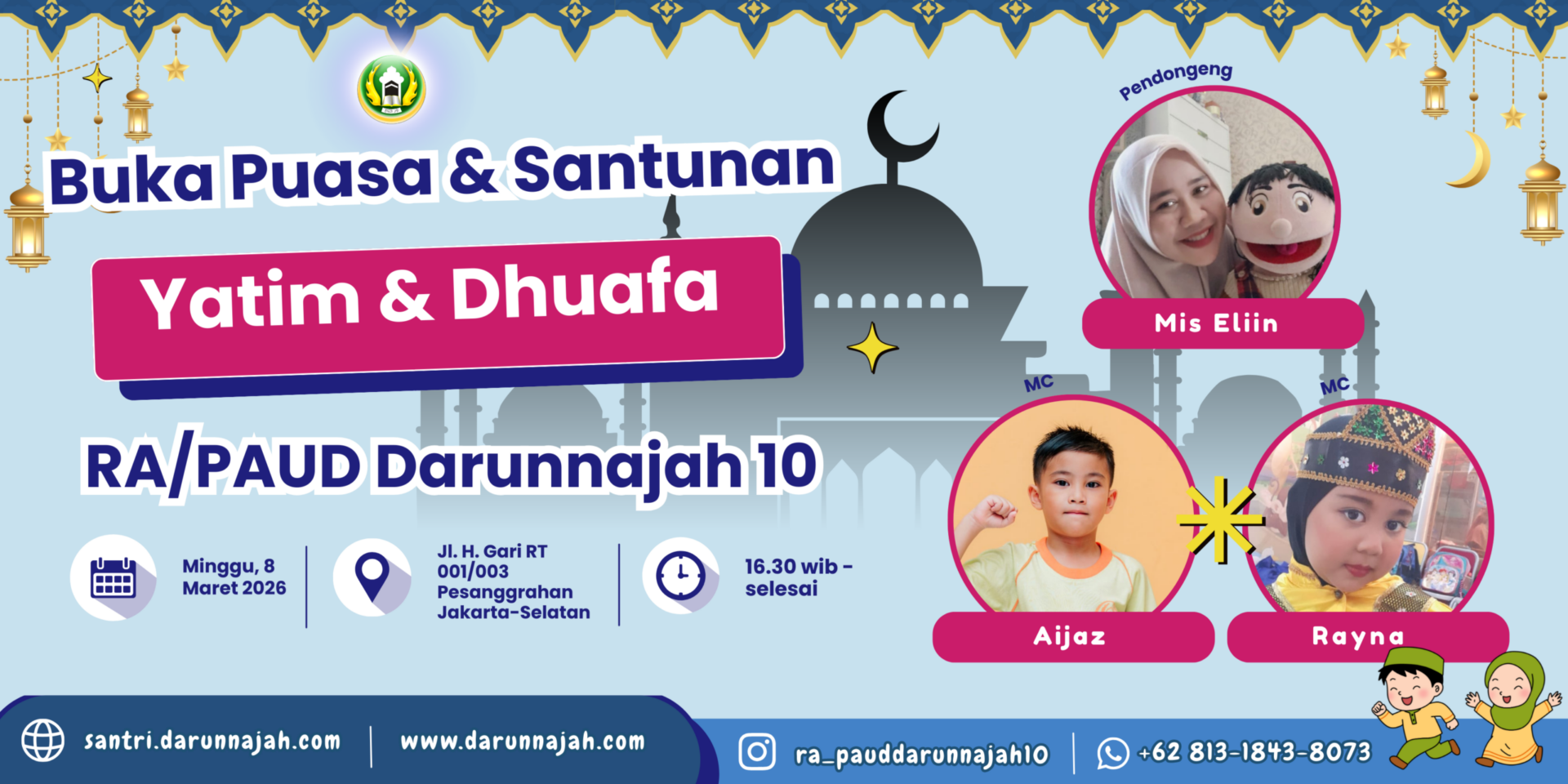 PENGUMUMAN BUKA PUASA DAN MENDONGENG DI RA/PAUD DARUNNAJAH 10