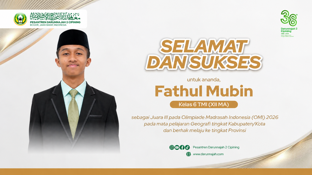 Santri MA Darunnajah2 Cipining Melaju ke Olimpiade Madrasah Tingkat Provinsi Jawa Barat