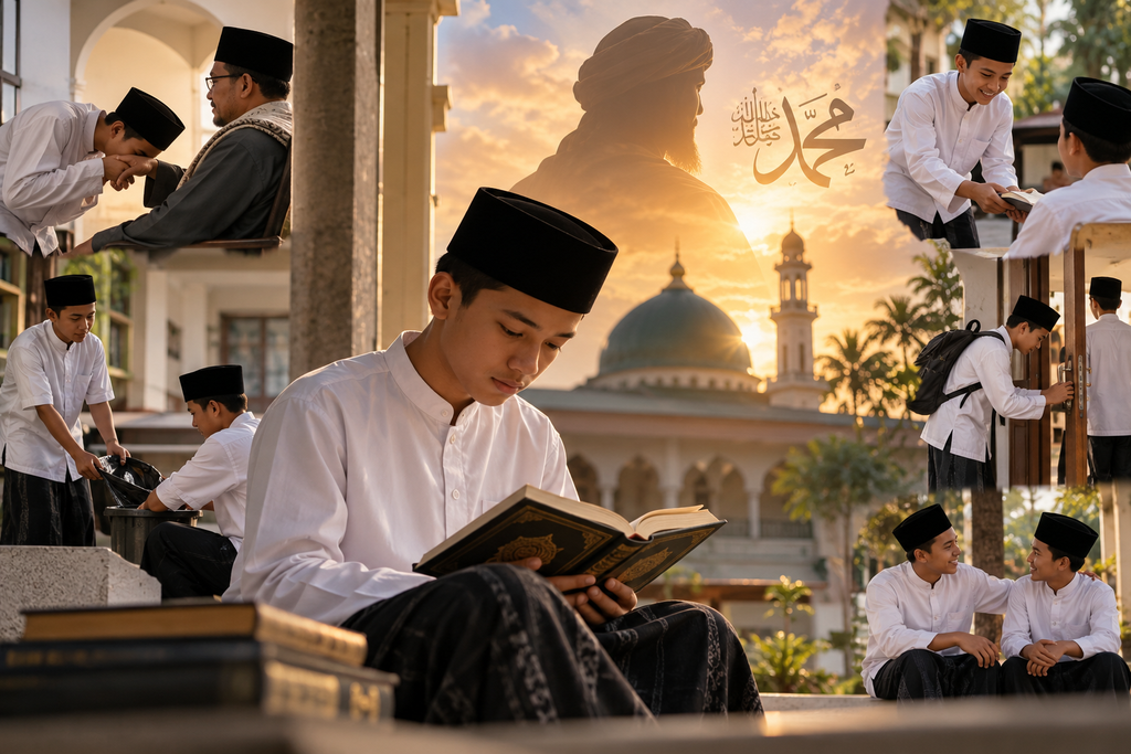 Meneladani Rasulullah, Santri Putra Belajar Akhlak dari Hal Kecil
